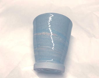 Handmade Marbled Clay Cup - Nerikomi Pottery, Clear Glaze