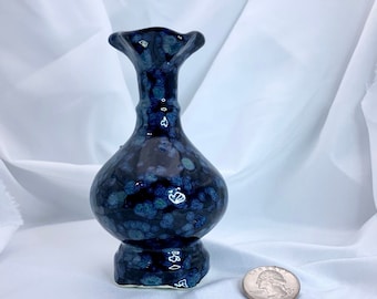 Single Flower Vase Home Office Zen Pen Gift Holder Tiny Blue Mysteries