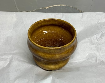 Vase Wide Double Bubble Tarnished Brass Brown Wheel-thrown Pottery