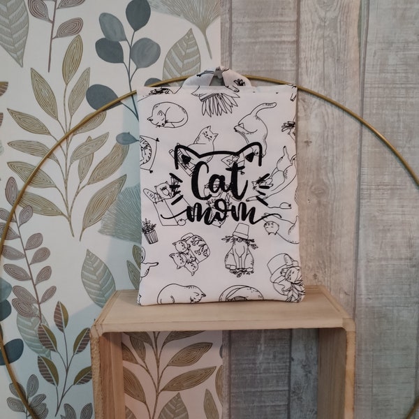Pochette Catmom Roman avec anse / pochette à livre tissu chats / booksleeve / fête des mères