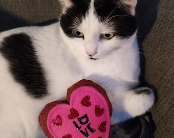 Donut Cœur pour Chat / Jouet Donut avec Herbe à chat / Jouet Cœur Chat