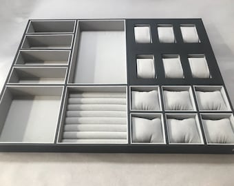 Custom Jewelry Organizer Velvet Trays | Custom Drawer Inserts | PU Leather Jewelry Trays | Jewelry Storage Tray | Closet Drawer Organizer