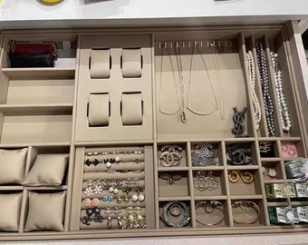 Custom Jewelry Organizer Velvet Trays | Custom Drawer Inserts | PU Leather Jewelry Trays | Jewelry Storage Tray | Closet Drawer Organizer