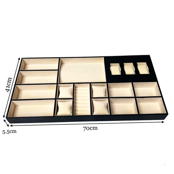 Custom Jewelry Organizer Velvet Trays | Custom Drawer Inserts | Vanity Jewelry Box | Jewelry Storage Tray | PU Leather Jewelry Trays