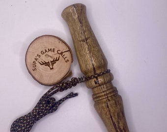 Handcrafted Hand Turned Deer Grunt Call made from Spalted Tamarind