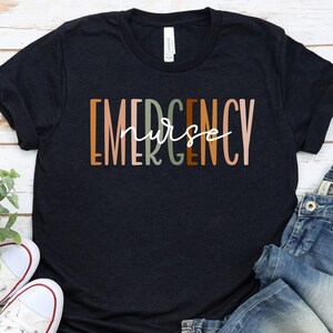 Boho Emergency Nurse Shirt for ER Nurse, Gift for ED RN Grad Gift Nursing Shirts Tshirt Registered Emergency Nurse, Emergency Nurse GBTD1100