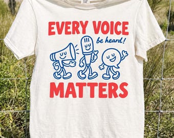 Every Voice Matters Retro Tee, Inspirational Teacher Classroom Inclusion Shirt Positive Student Support Top Comfort Colors® Gift Tee GBD3048