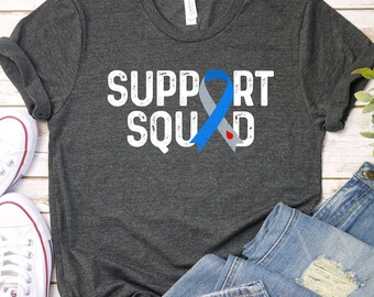 Support Squad Diabetes, Diabetes Survivor, Type 1 Diabetes Awareness Shirt, Diabetes Warrior, Blue Grey Ribbon T1D, Diabetes Type 1 GBTD0856