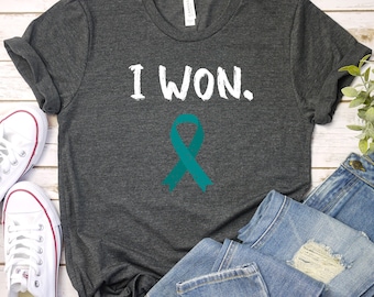 I won Ovarian Cancer Shirt Family Cancer T Shirt Stronger Than Cancer Cancer Survivor TShirt Ovarian Cancer Ovarian Awareness Tee / GBTD1365
