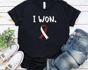 Chemise I Won pour survivant du cancer de la tête et du cou, ruban bordeaux / GBTD1044