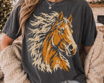 Vintage Bronco Horse T-Shirt Comfort Colors® Mile High Distressed Retro Animal Graphic Tee, Denver Football Game Day Shirts / GBD3035