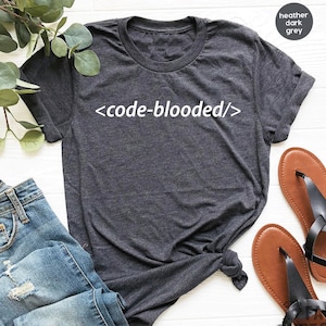 Code-Blooded Tee Funny Code Programmer IT T-shirt Tee Mens Womens Ladies Dad Gift Geek Nerd Coder Computer Science Tech Developer / GBTD1547