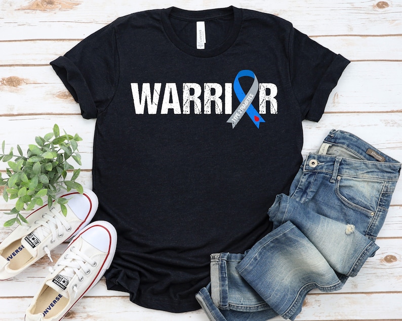T2D Diabetes Warrior, Type 2 Diabetes Awareness T2D Diabetes Awareness Shirt, Diabetes Survivor Support Shirt Blue Grey Ribbon T2D GBTD1385 Bild 2