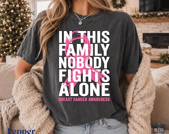 Breast Cancer Support Squad Shirt Comfort Colors, Team Cancer Shirts, Pink Ribbon Warrior Tee, Matching Family Cancer Walk Shirt / GBD2937