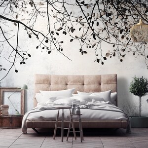 Pastel Tree Wallpaper | B&W Colours Mural | Botanical Wall Poster | Interior Design | Wall Poster | Tree Wallpaper | Minimalism