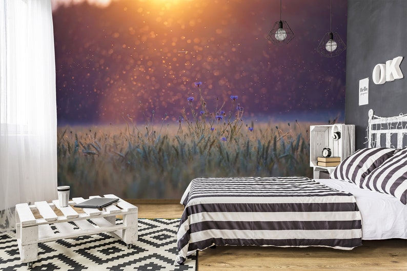 Bohemian Interior Design Wall Poster Nature BOHO Mural Wall Decoration Wall Poster Meadow PhotoWallpaper Wallcovering |