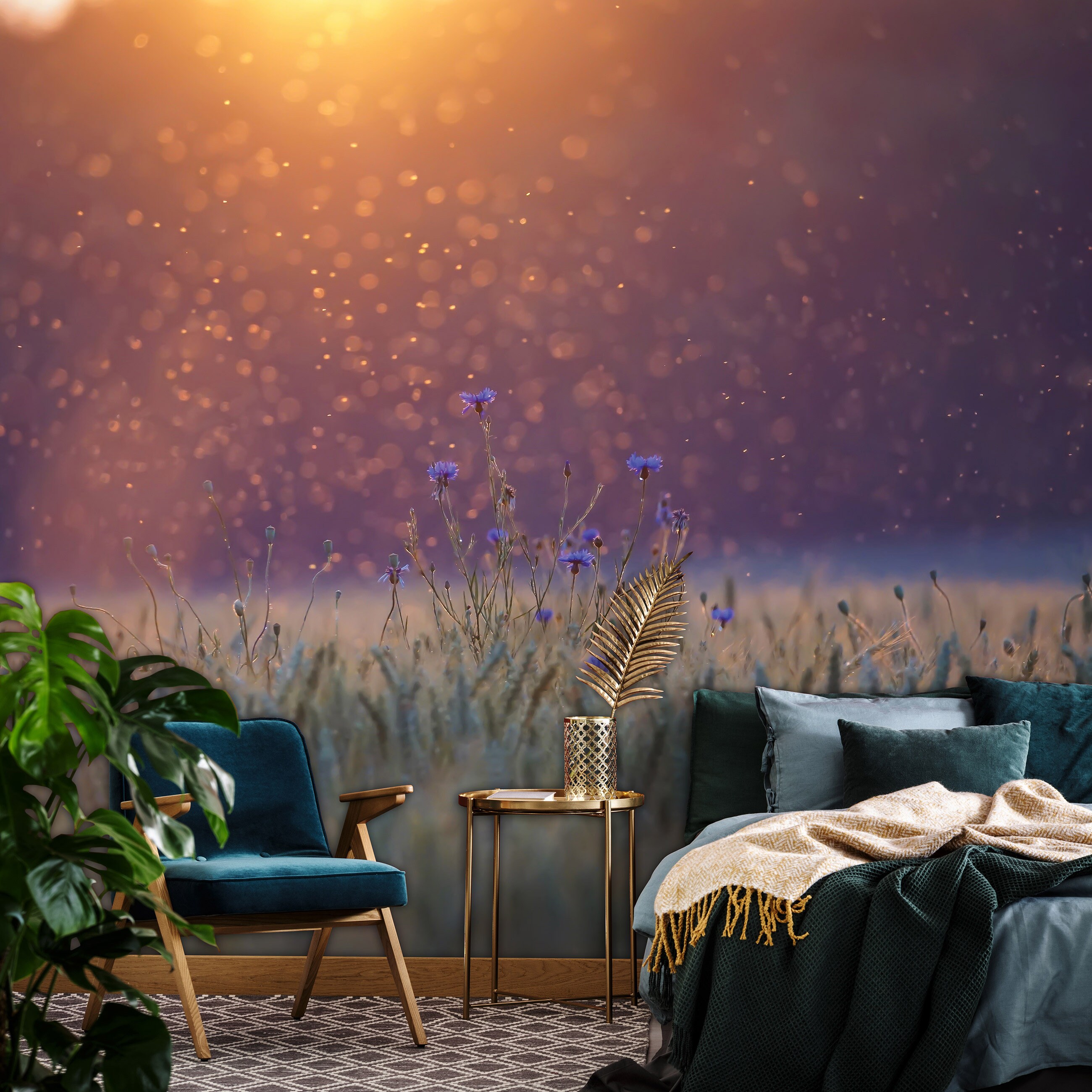 Bohemian Interior Design Wall Poster Nature BOHO Mural Wall Decoration Wall Poster Meadow PhotoWallpaper Wallcovering |