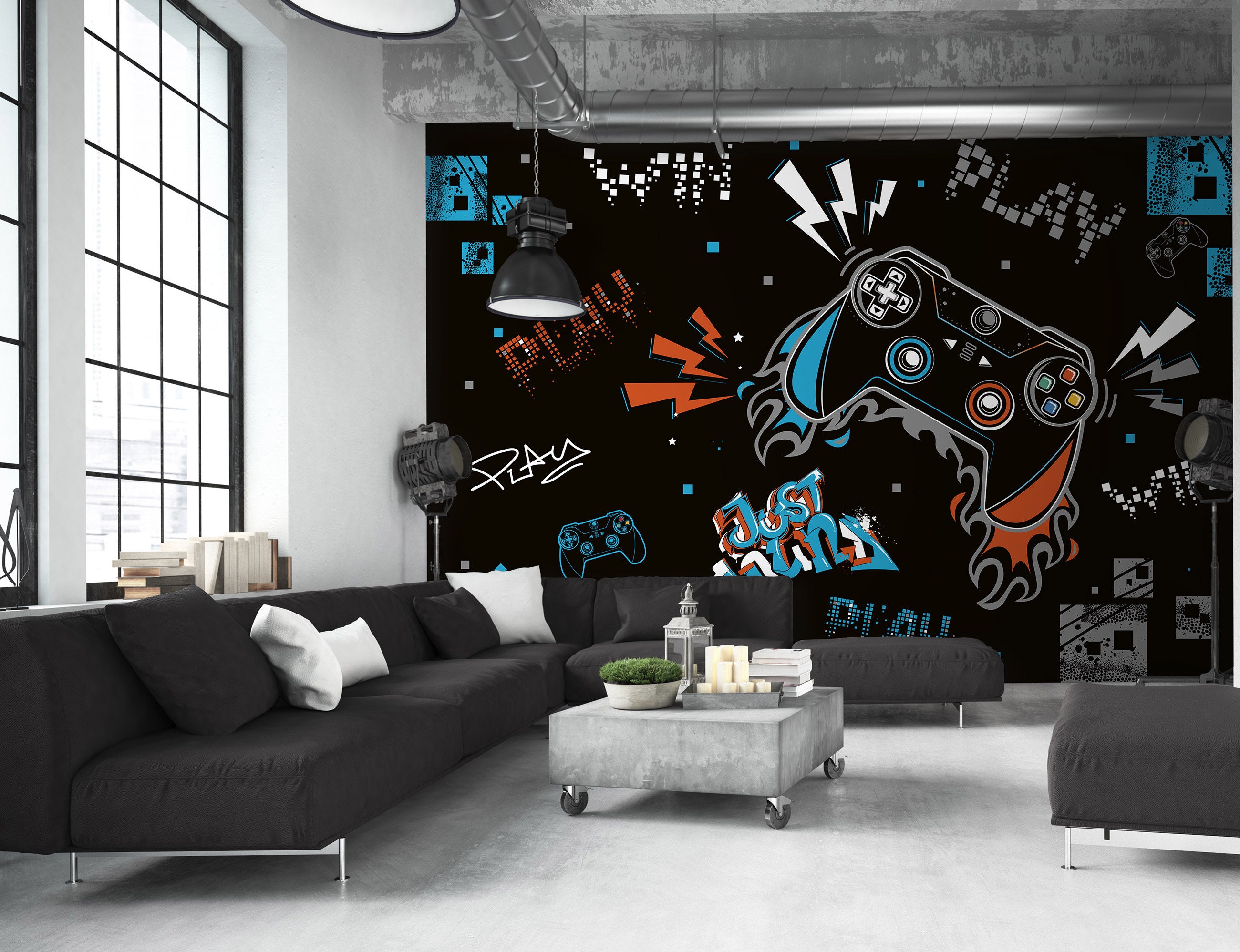 Gamer PERSONALISED Player Wall Mural Gamer Teen Room Wallpaper
