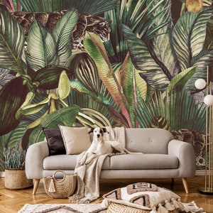 JUNGLE Wallpaper | Exotic Wall Mural | Wall Decoration | BOTANICAL Interior Design | Wall Poster | Wall Decoration | Leaves Wall Decor
