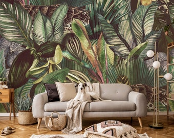 JUNGLE Wallpaper | Exotic Wall Mural | Wall Decoration | BOTANICAL Interior Design | Wall Poster | Wall Decoration | Leaves Wall Decor