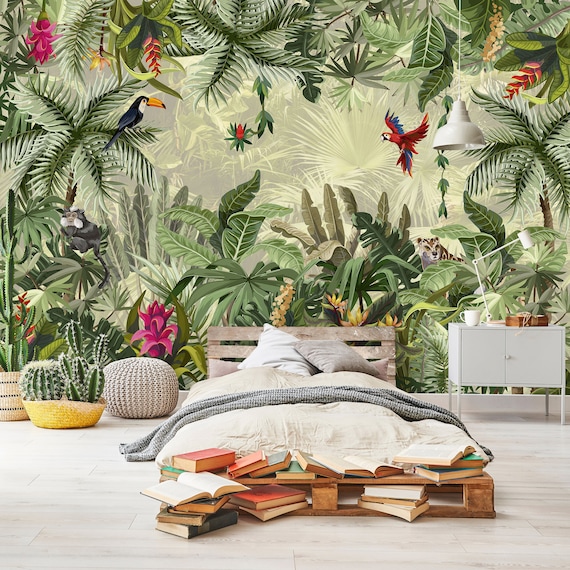 Jungle PLANTS Wallpaper Decal Mural Wall Decoration - Etsy