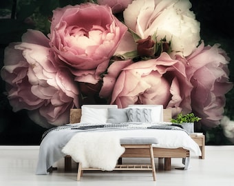 Floral Wallpaper | Photo Mural | Wall Decoration | FLOWERS Wall Poster | Interior Design | Wall Poster | Wallcovering | Dark Wall Print