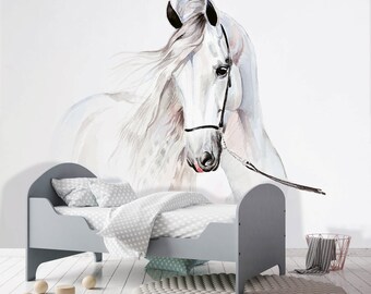 Horse Wallpaper | Girly HORSE Decal Mural | Pastels Wallpaper | Teenage Girl Wallpaper | Poster | Wall Decoration | Animal Wall Decor