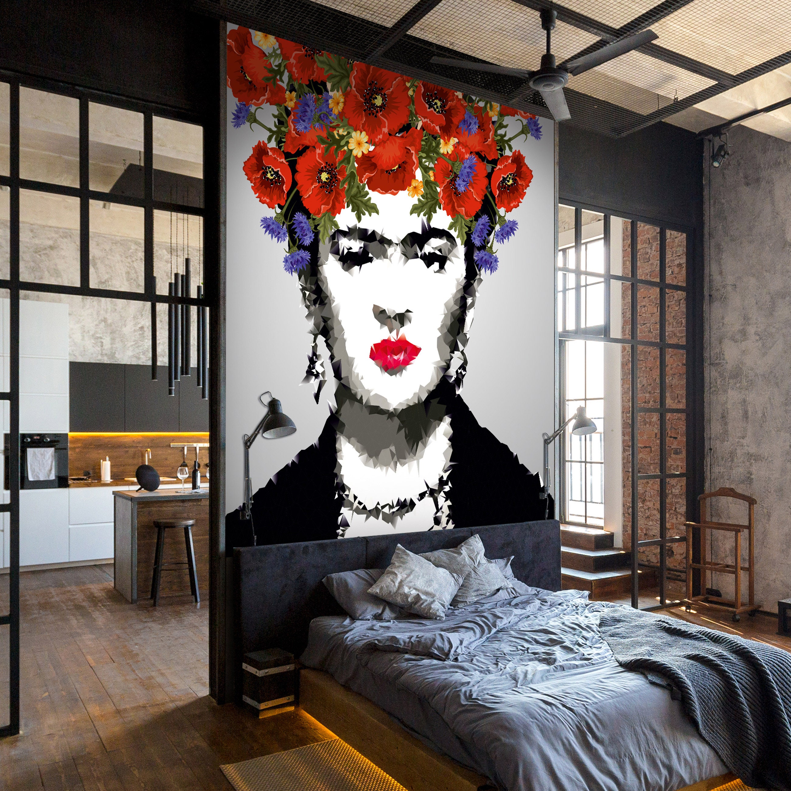 Frida Kahlo Mexican Floral Pattern Wallpaper Mural  Hovia