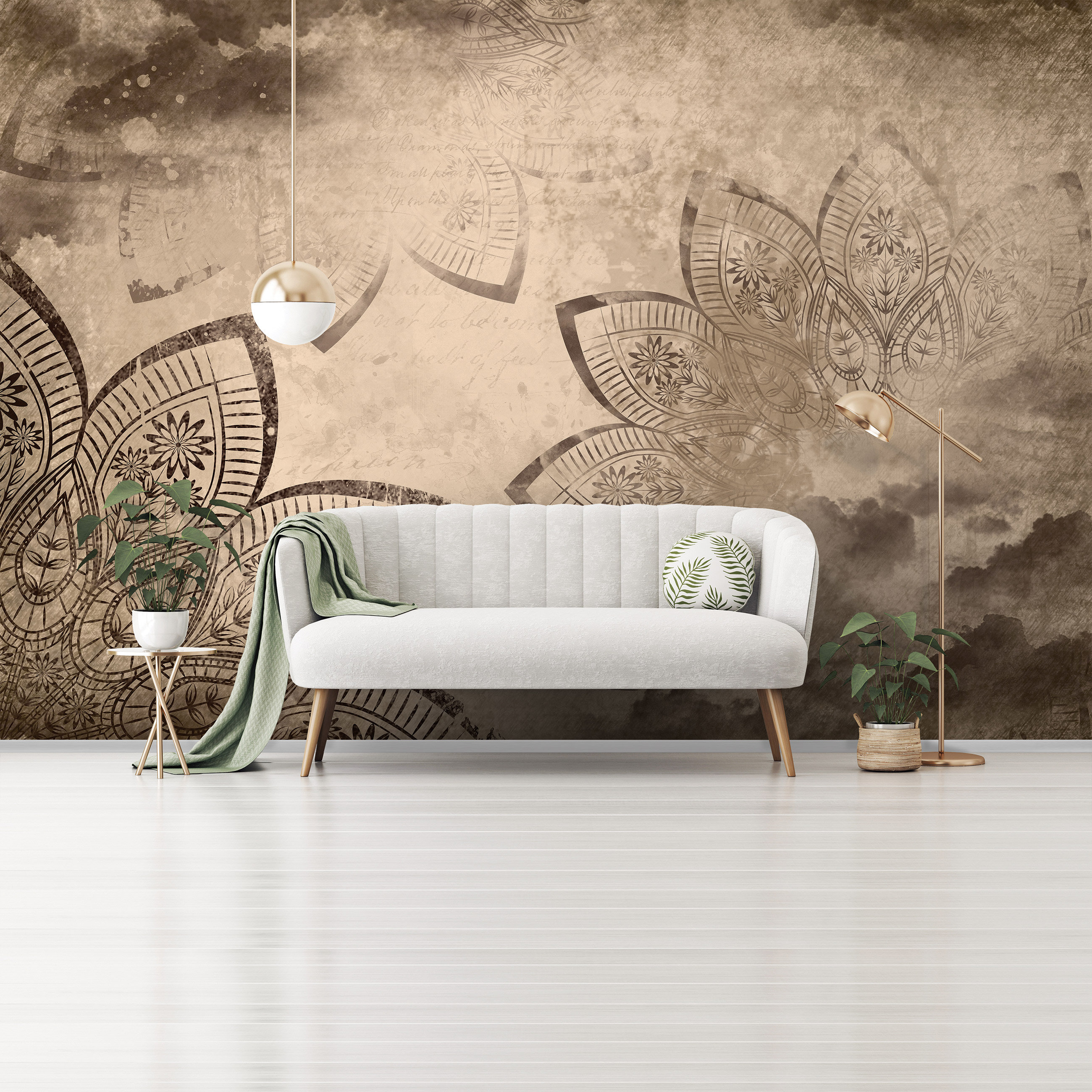 Mandala BOHO MURAL Wallpaper | Zen Yoga Mural | Bohemian Wall Decoration | Interior Design | Wall Poster | Retro Vintage Bohemian Wall Decor