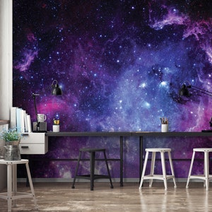 Galaxy Universe Wallpaper | Stars Planets Mural | Dark Sky Wall Decoration | Children Room Space Fan | Wall Poster | Modern Wall Decor |