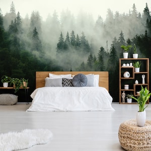 Photo Wallpaper | Photo Mural | Wall Decor | Misty Forest | Foggy Woods | Interior Design | Wall Poster | Forest in Fog | Landscape Print
