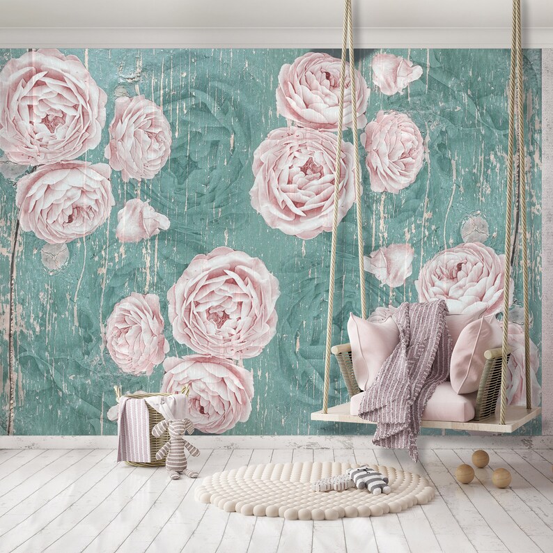 Shabby Chic FLOWERS Wallpaper Photo Mural Wall Decoration Etsy UK