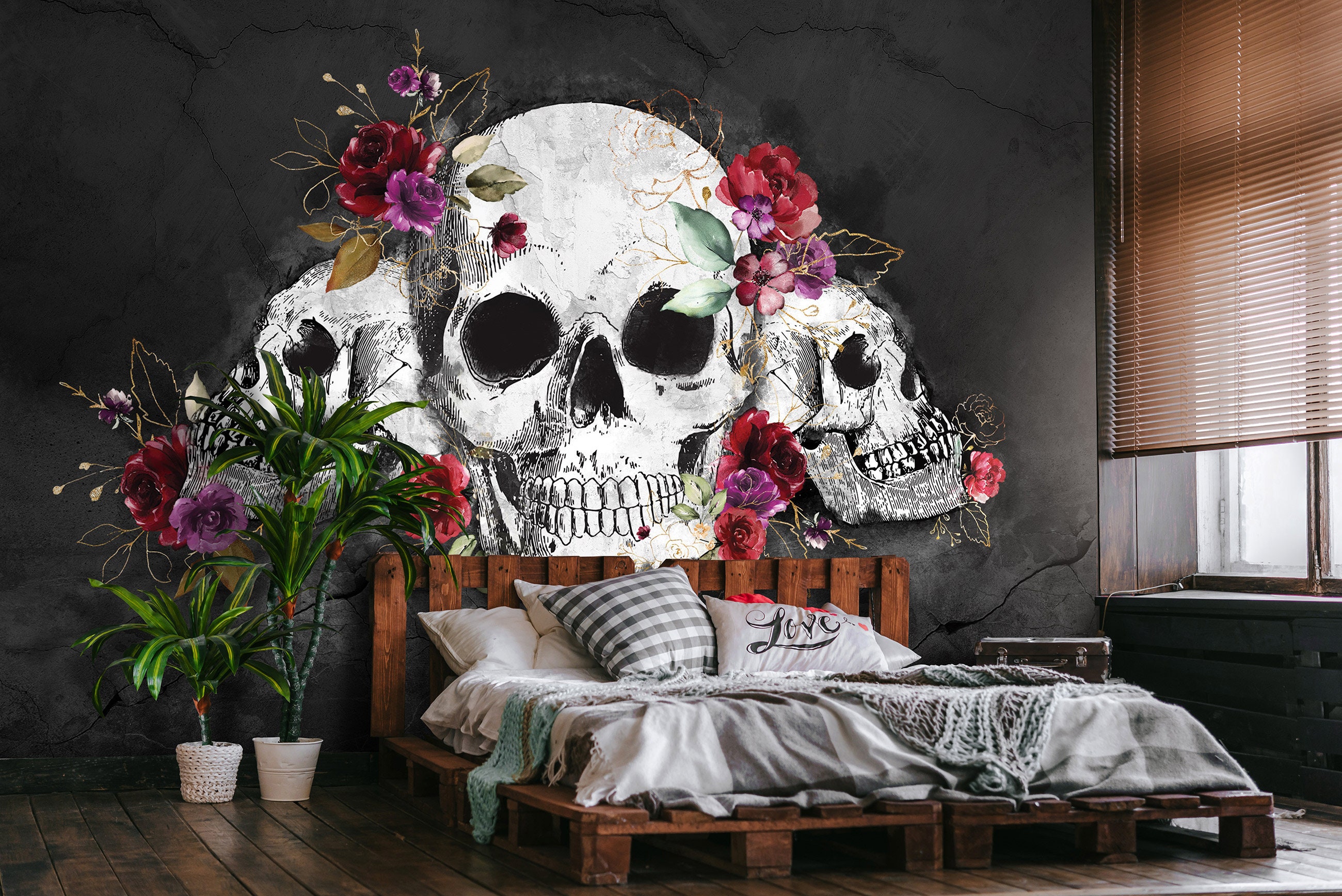 Skull Wallpaper - Etsy Denmark Skull Wallpaper - Etsy Denmark