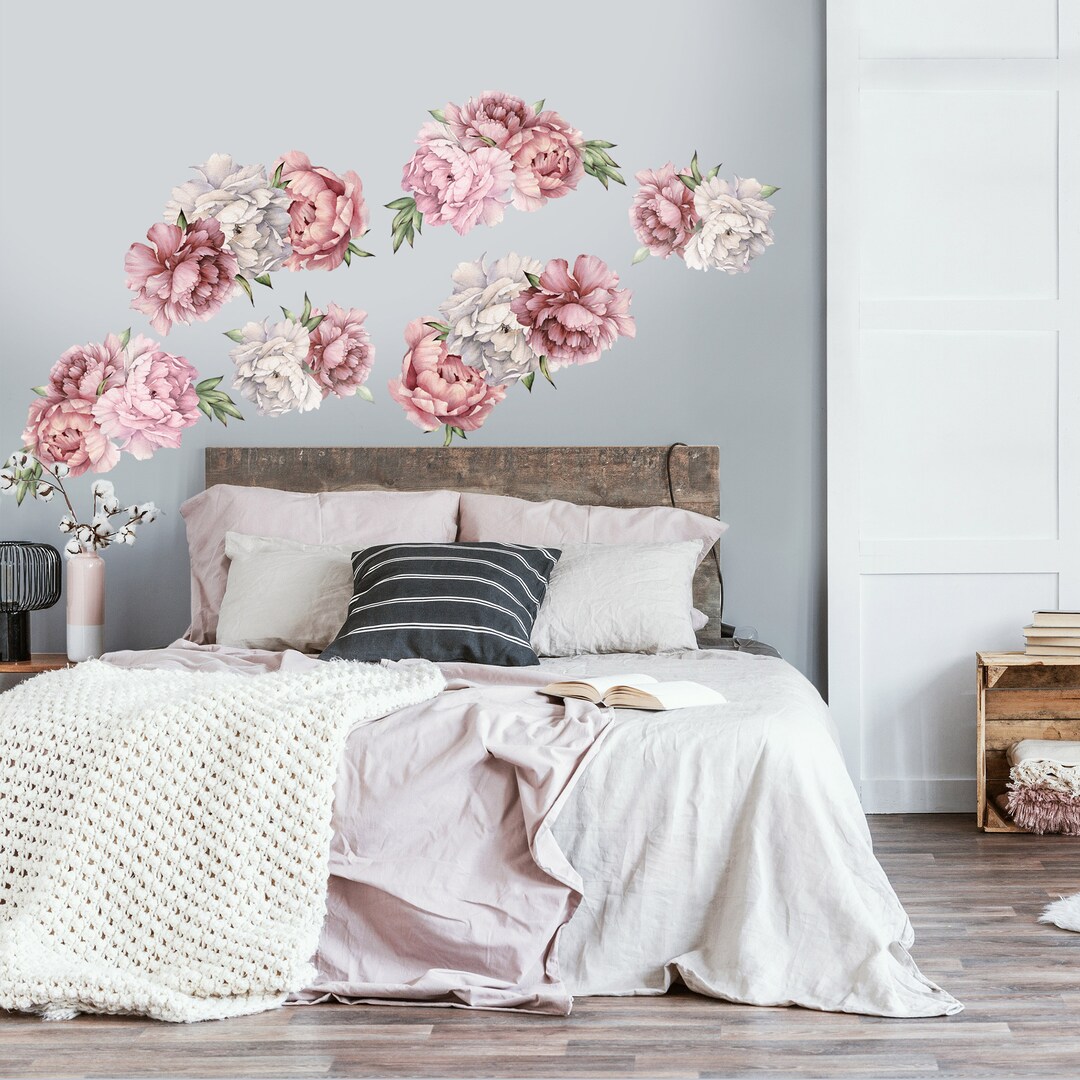 Peony FLOWERS Wall Sticker | FLORAL Wall DECALS | Self Adhesive ...
