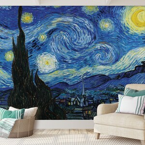 The Starry Night VAN GOGH Wallpaper Photo Mural Wall - Etsy