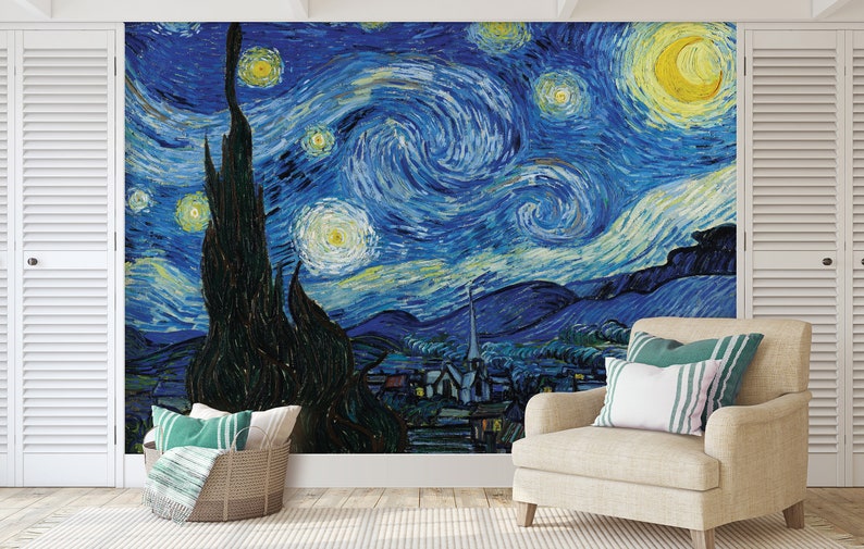 The Starry Night VAN GOGH Wallpaper Photo Mural Wall - Etsy