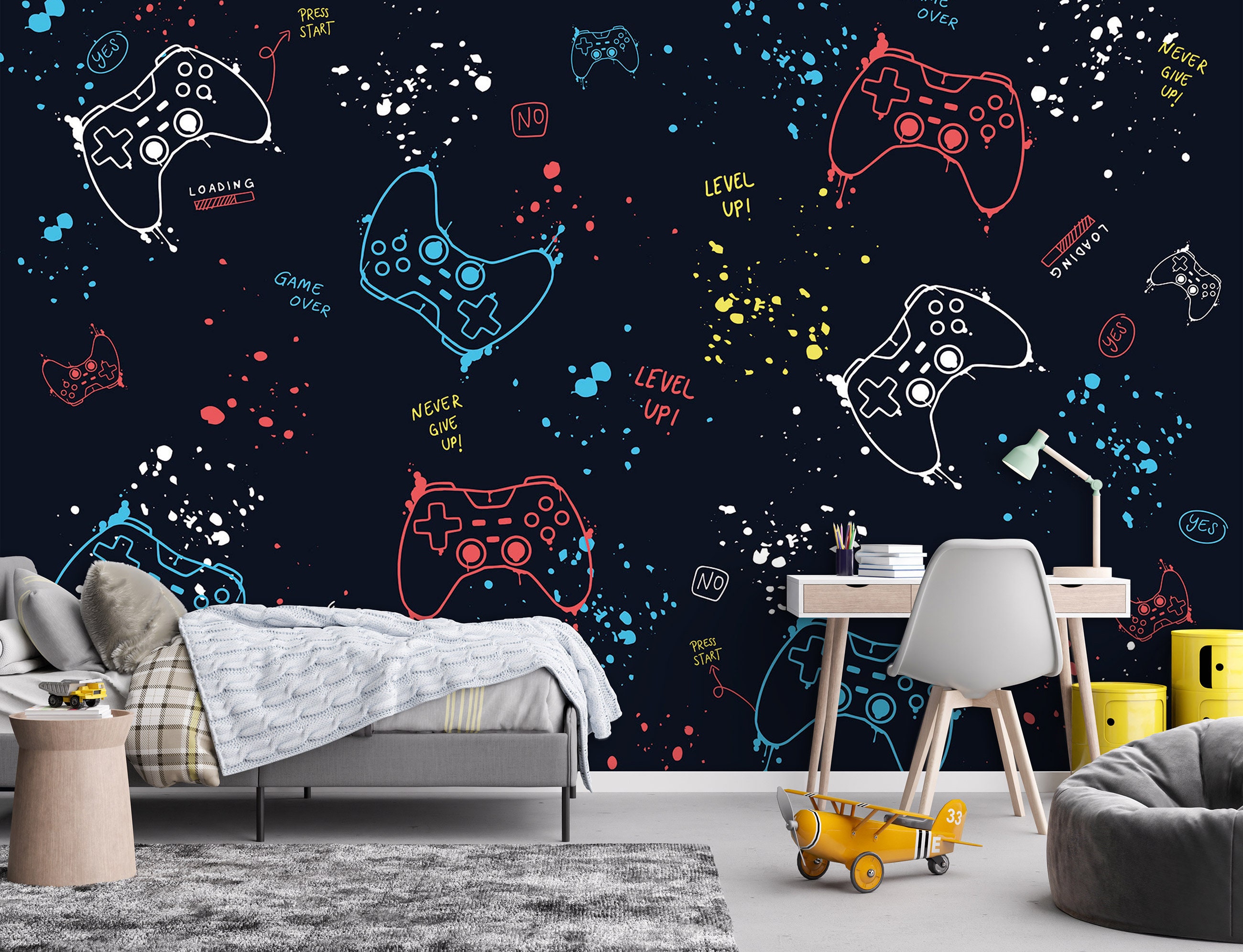 Gamer PERSONALISED Player Wall Mural Gamer Teen Room Wallpaper Teenager  Mural Wall DECAL Gaming Fan Interior Wall Poster Player -  France
