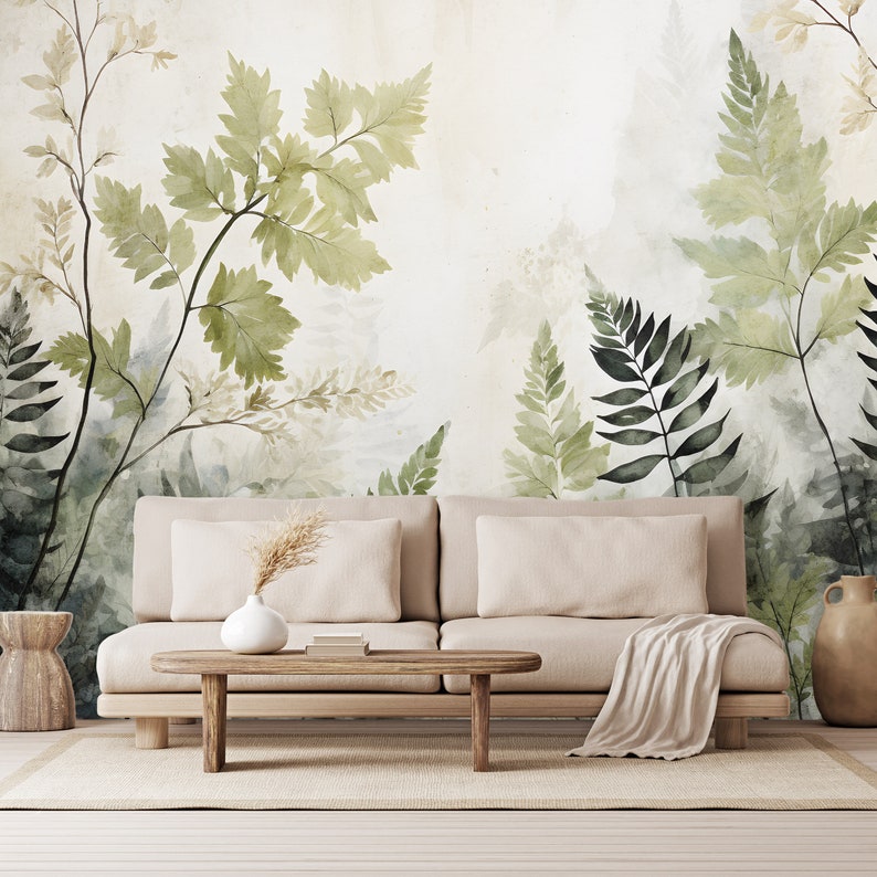 FERN Leaves Flower Wild Floral Photo Mural Boho Wall Decoration Abstract Wall Poster Interior Design Wall Poster Wall Print image 3