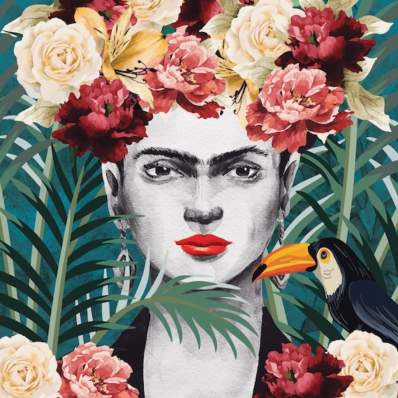 Frida Kahlo Print roses pretty portrait  Imagenes de frida kahlo Frida  kahlo pinturas Frida kahlo