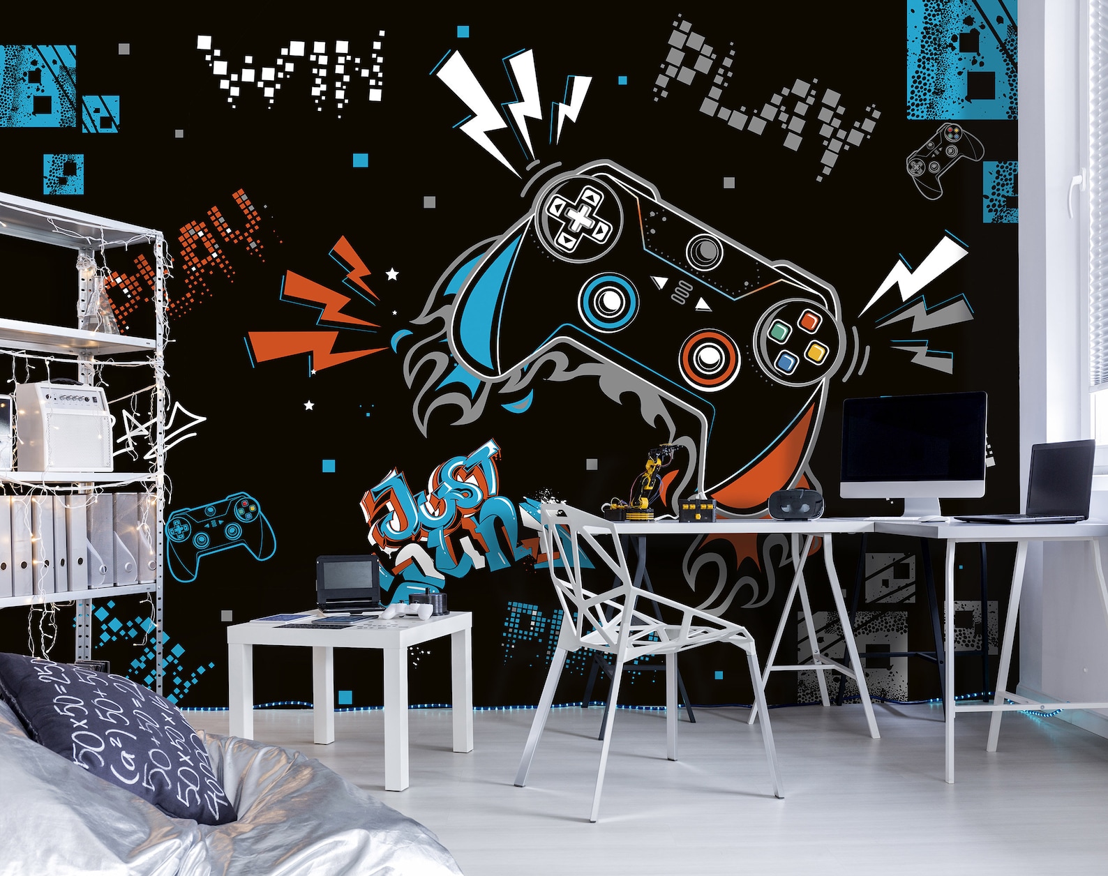 Gamer Player Wall Mural Gamer Teen Room Wallpaper Teenager | Etsy