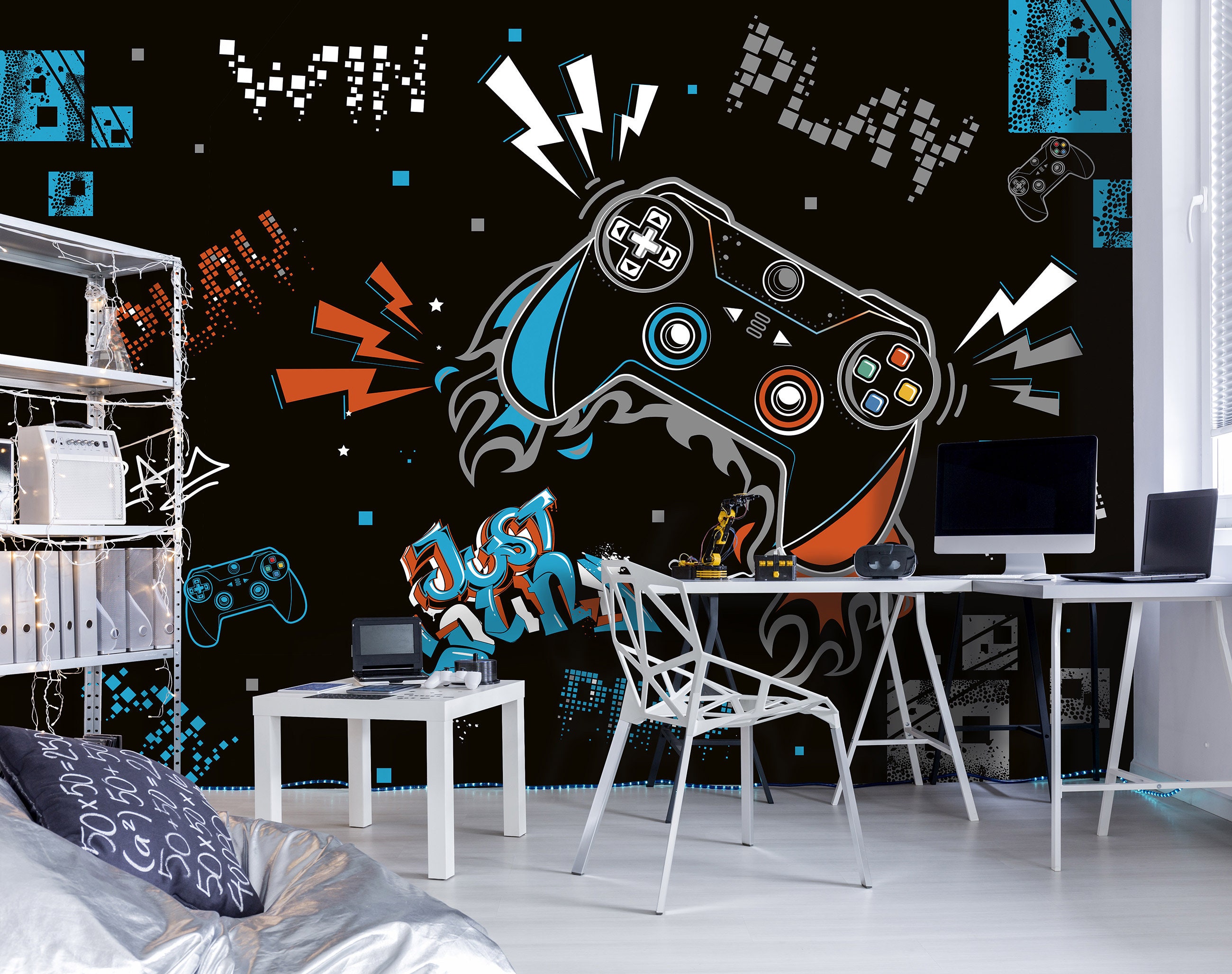 1 Feuille Gamer Room Decor Gaming Stickers Muraux - Temu Canada