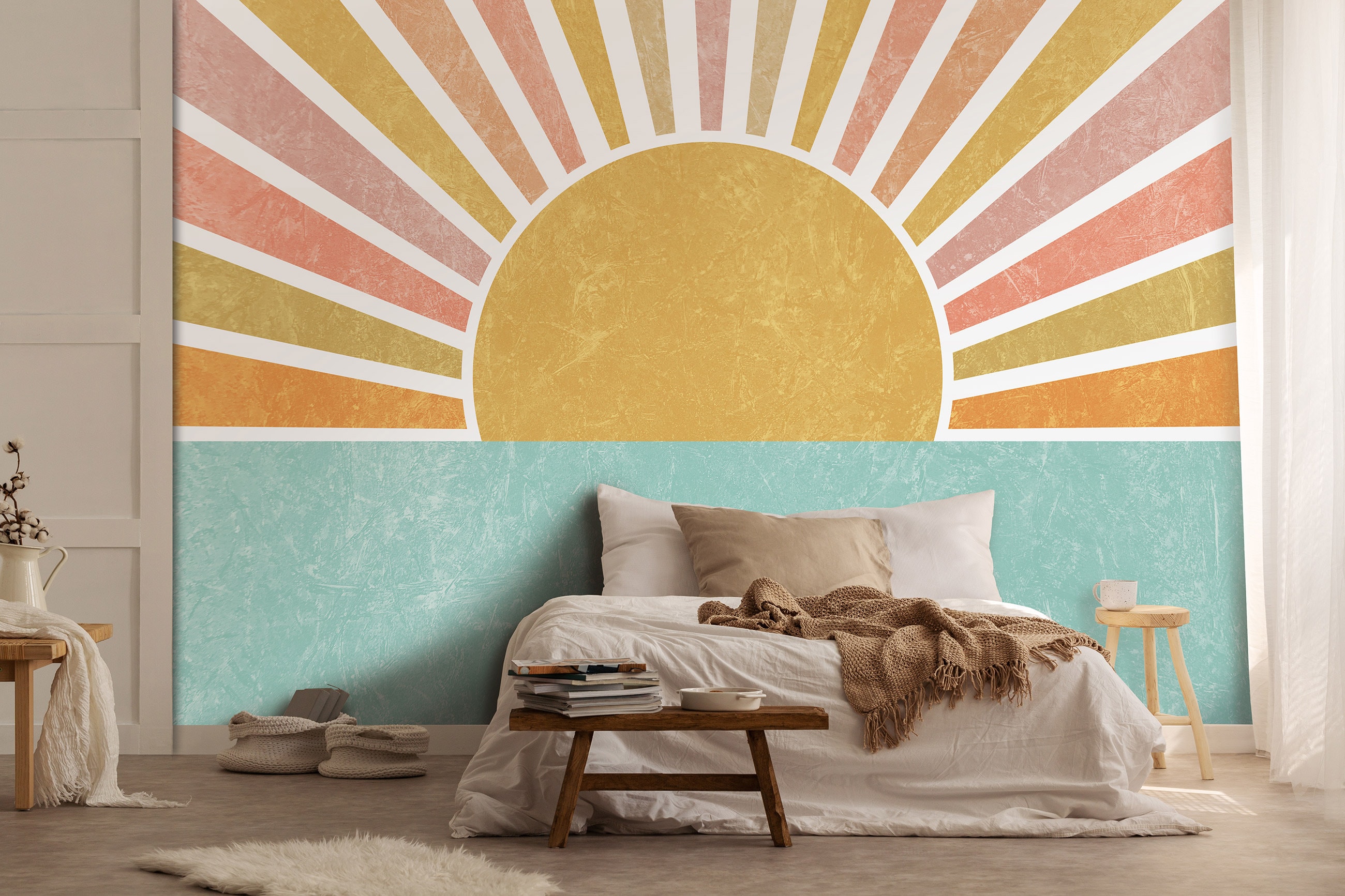 Neutral mid century sun  Phone wallpaper boho Boho wallpaper Cute  simple wallpapers