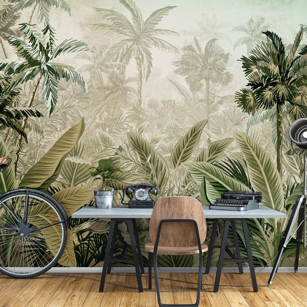 PLANTS Jungle Wallpaper | Wall Mural | Wall Decoration | BOTANICAL Interior | Wall Poster | Palm Wall Decoration | Green Wall Decor