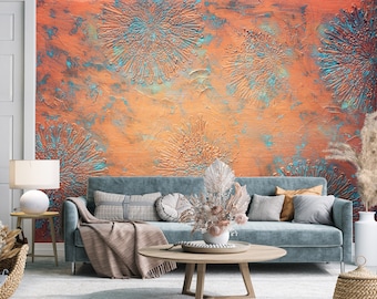 Copper Wallpaper | Modern LOFT Wall Mural Wallpaper | Industrial Mural | Structure Wall | Interior Design | Wall Poster | Vinatge Wallpaper