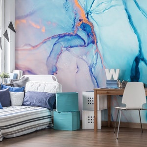 MARBLE Watercolours Wallpaper Photo Mural Wall Decoration Marble Wall Interior Design Wall Poster Print for Wall Pastels image 9