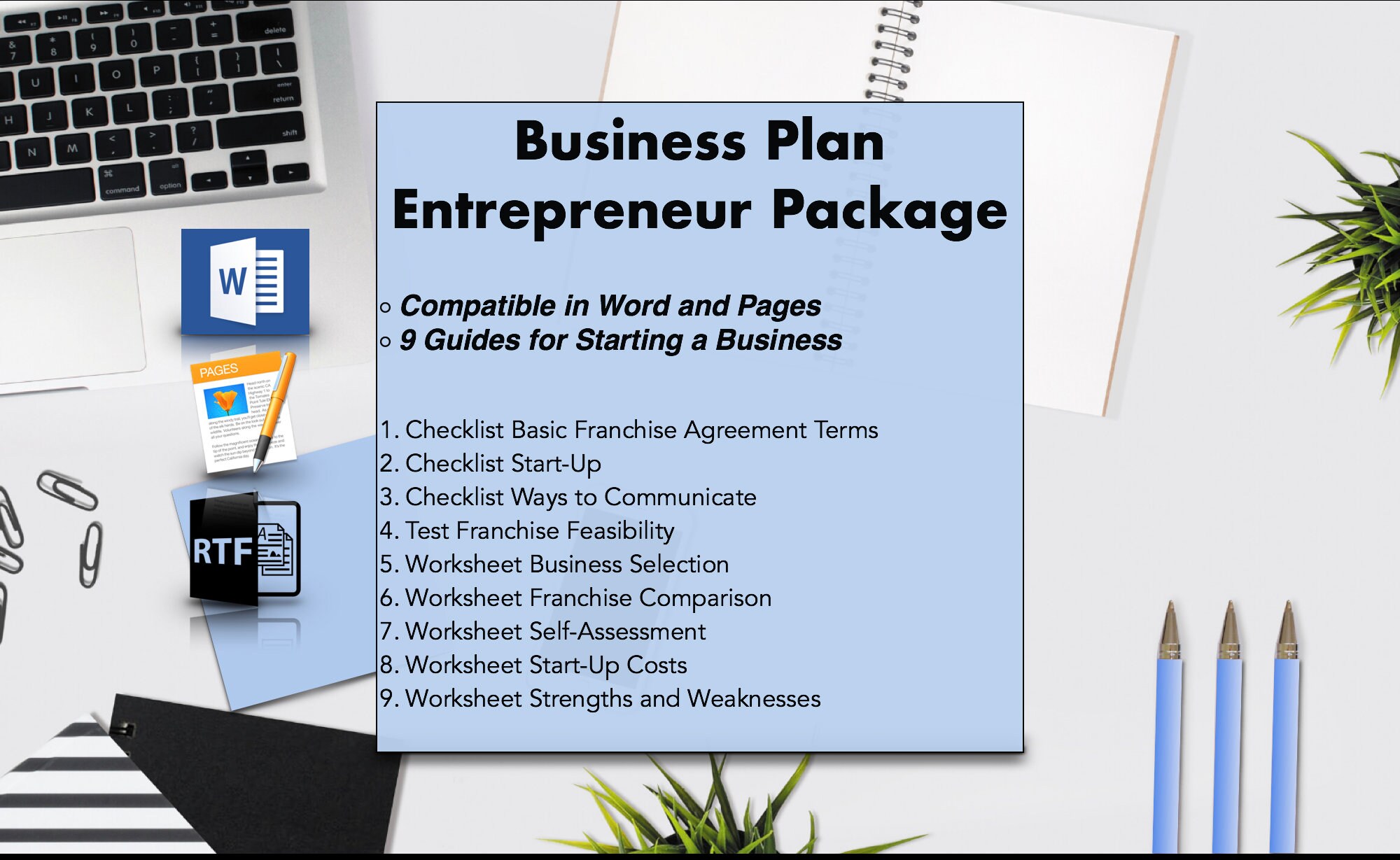 Digital Business Plan Template Printable Entrepreneur Package Etsy