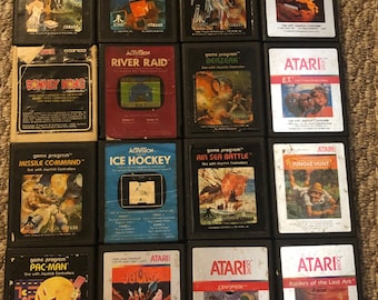 Atari 2600 Video Games: Donkey Kong, ET, Pac Man, Missile Command, Jungle Hunt, Defender, River Raid, Vanguard, Air Sea Battle, Joust, More