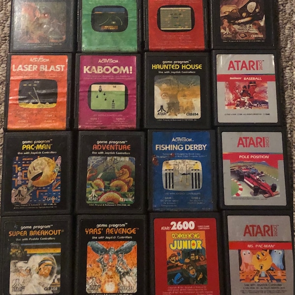 Atari 2600 Video Games: Berzerk, Enduro, Freeway, Pole Position, Ms Pacman, Yars Revenge, Kaboom, Adventure, Haunted House, Donkey Kong Jr