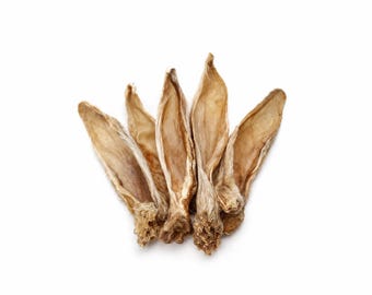 Orejas de conejo, 25 piezas, con pelo, masticables de conejo deshidratado, golosinas para perros y gatos.