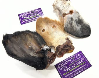 Beef COW Ears, 4 Pack, Hair on Treats Chews Bone Cow Ear